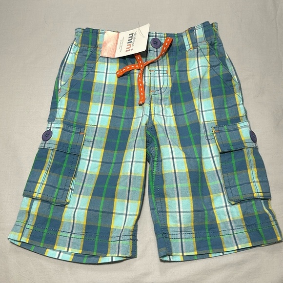 Waitrose Mini NWT Plaid Cargo Shorts with Orange Accents - Picture 1 of 4